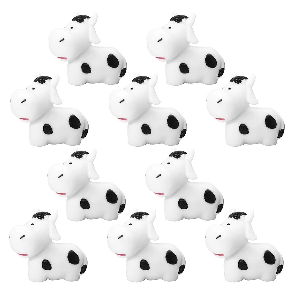 

10pcs Mini Cow Figurines Resin Micro Landscape Garden Bedroom Decorations Fairy Ornaments Car Interior Dash Cake Toppers Animal