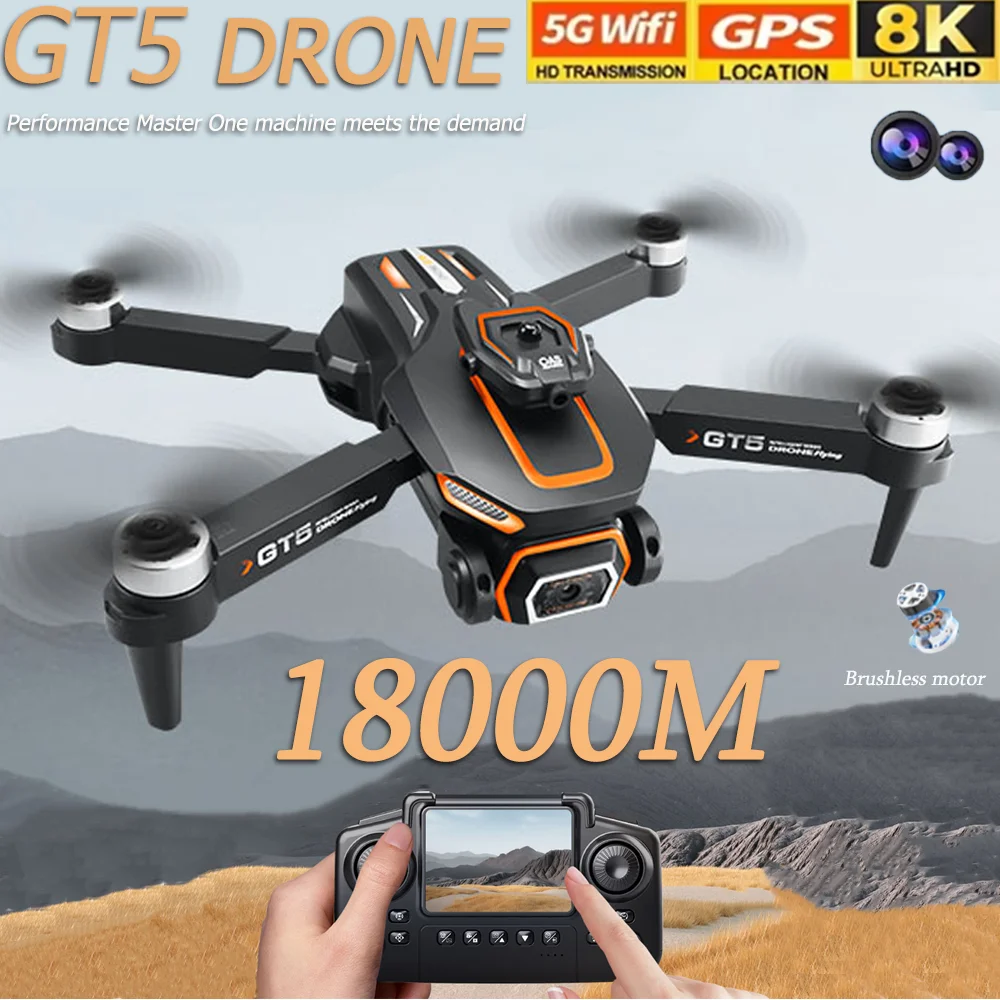 

НОВЫЙ Дрон GT5 8K HD с двумя объективами и оптическим потоком, складной квадрокоптер Wi-Fi для детей, камера, аэрофотосъемка, игрушки с дистанционным управлением