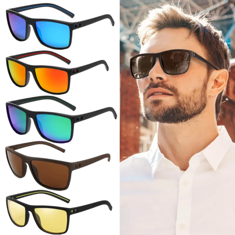 

Sports polarization Sunglasses for Men,Lightweight Sun Glasses with UV Protection for Driving Fishing Golf Cycling retro glasses