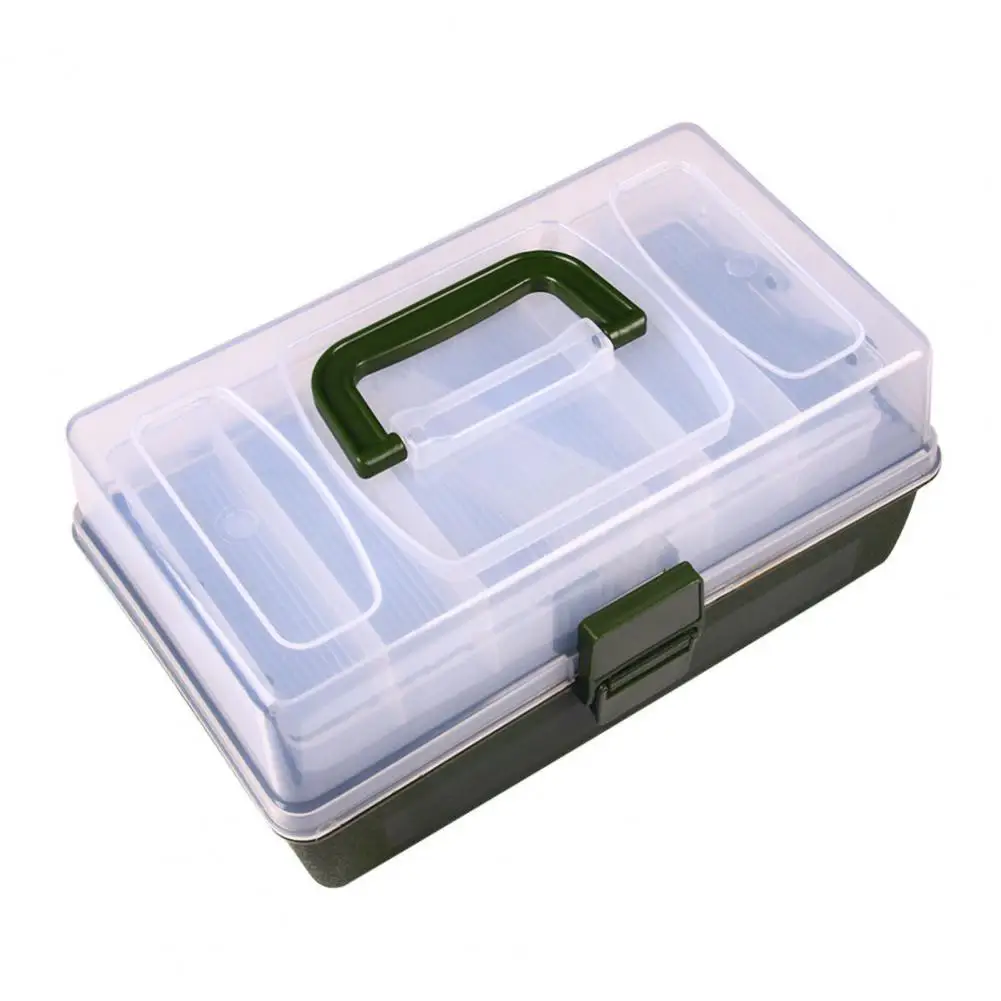 Wear Resistant Fishing Box Heavy Duty 3-layer Fishing Lure Box with Portable Handle for Baits Tools Organization for Anglers