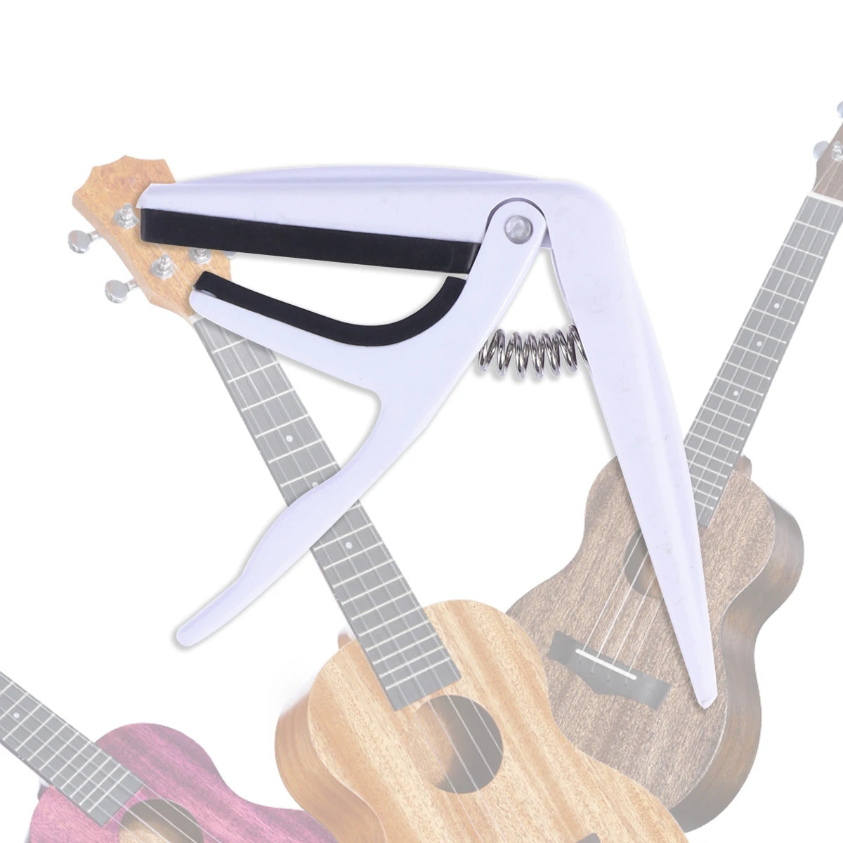 

Ukulele Capo Mini Uke Musical Instrument Accessories Guitar Tuner Clip On Silicone Pad String Tension Adjust Easy Use Beginner
