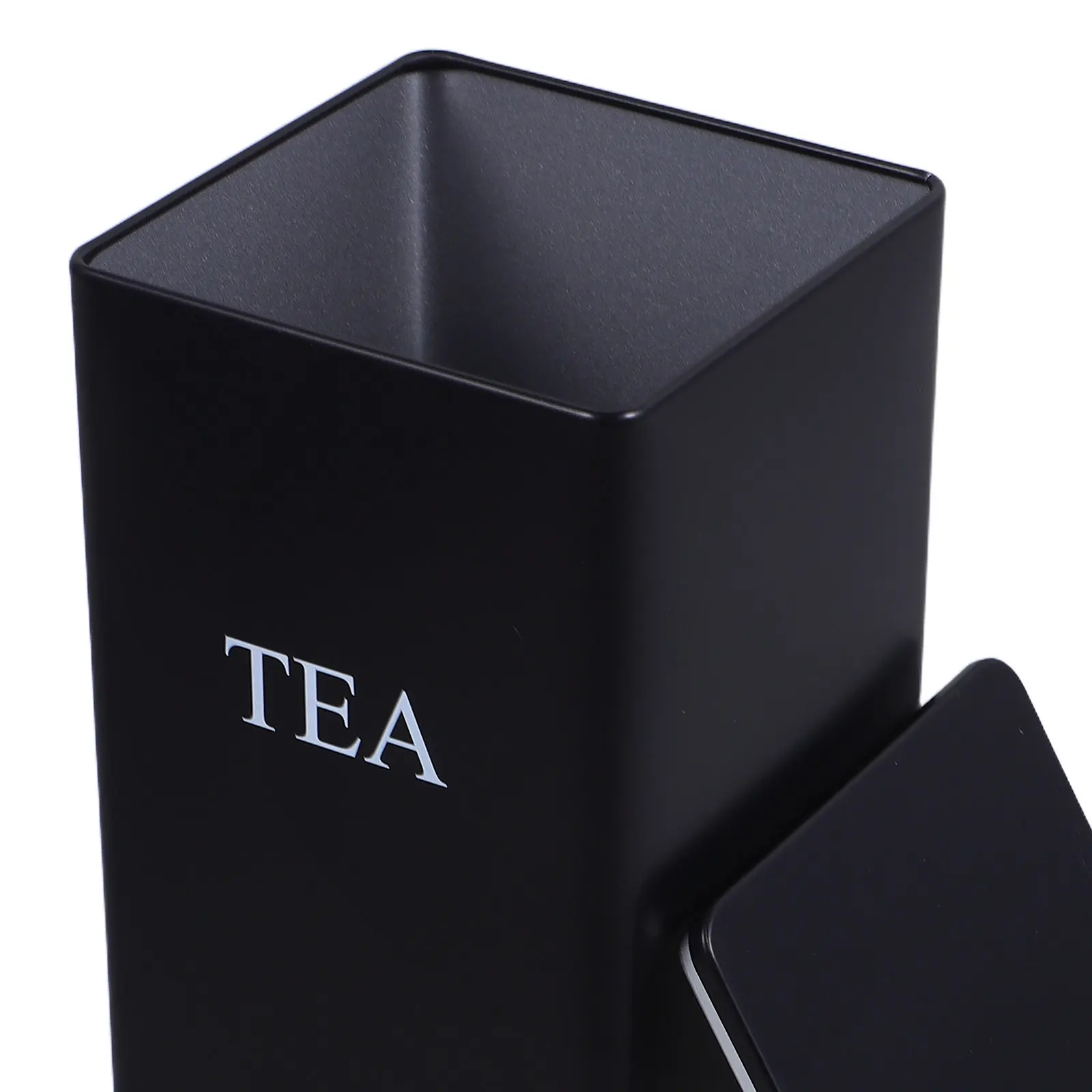 3Pcs Kitchen Storage Canisters Set Metal Coffee Tea Sugar Labels Black Square Airtight Food Storage Jars Countertop Organizer