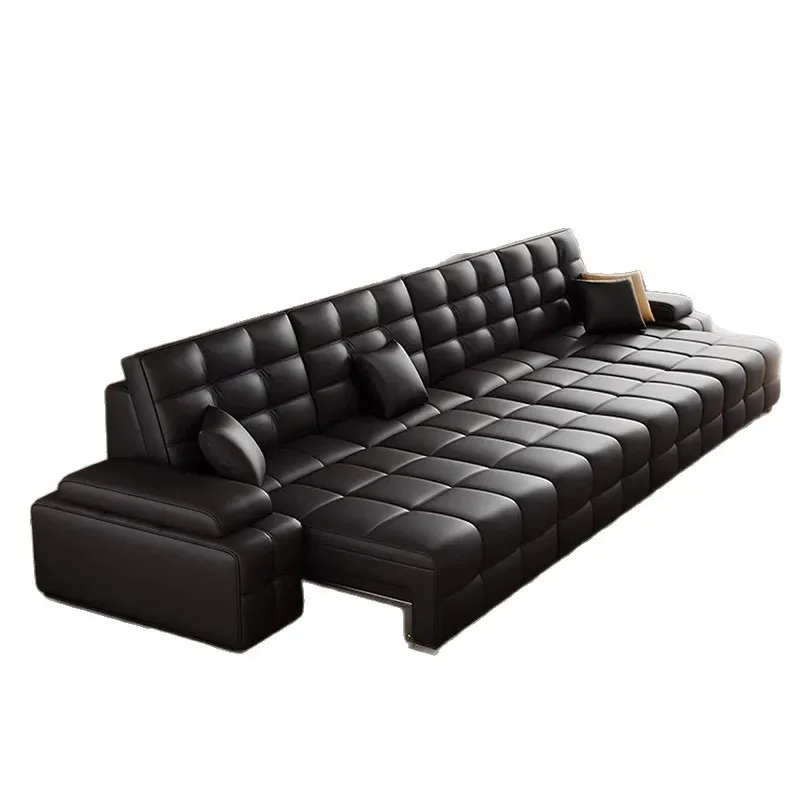

Итальянский минималистичный кожаный электрический диван, большая квартира, гостиная, современный пульт дистанционного управления, интеллектуальная телескопическая функция
