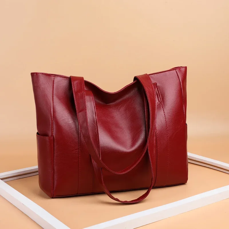 Tote Bag 2024 New Women's Bag Large Capacity Shoulder Bag Simple Casual Versatile Handbag Fashionable Contrasting Color