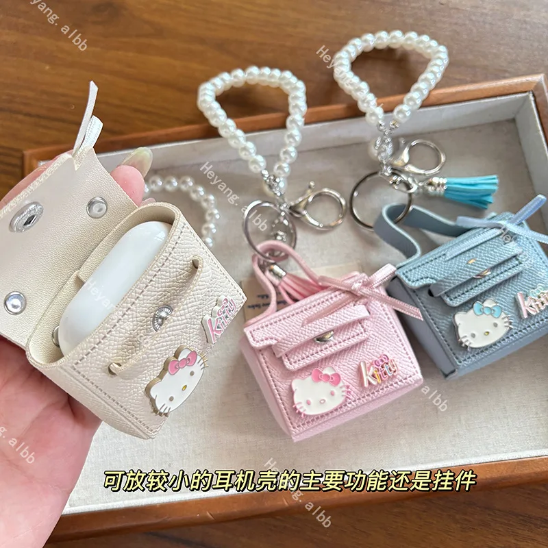 

New Cartoon Sanrio Hellokitty Fashionable Earphone Bags Keychains Pendants Trendy Cool Earphone Cases Versatile Cute Pendants