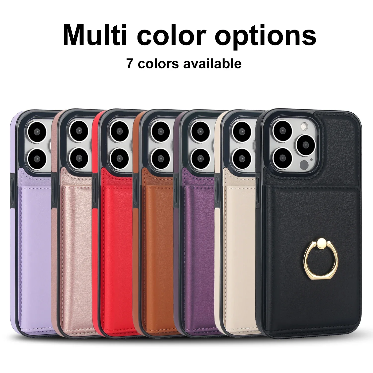 Ring Holder Cards Solt Wallet Leather Case For iPhone 15 Pro Max 14 Plus 13 12 11 XR XS 7 8 SE 2022 RFID Stand Bag Pocket Cover