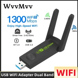 1300Mbps WiFi 5 USB 3.0 Adapter Dual Band 2.4G/5Ghz Wireless WiFi Receiver USB 3.0 Dongle Network Card For Laptop PC Win 10/11