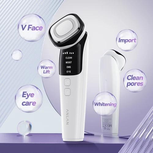 Imagen 2 del producto ANLAN EMS masajeador Facial Lifting de cara LED fotones limpieza profunda de la piel de los ojos eliminación de arrugas vibración de calor dispositivo de belleza para el cuidado de la piel