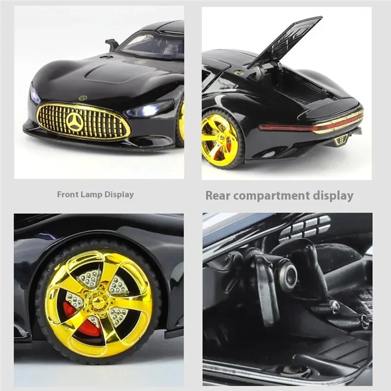 1:32 Benzs Vision GT Alloy Sports Car Model Diecast Metal Racing Car Vehicle Model High Simulation Sound and Light Kids Toy Gift