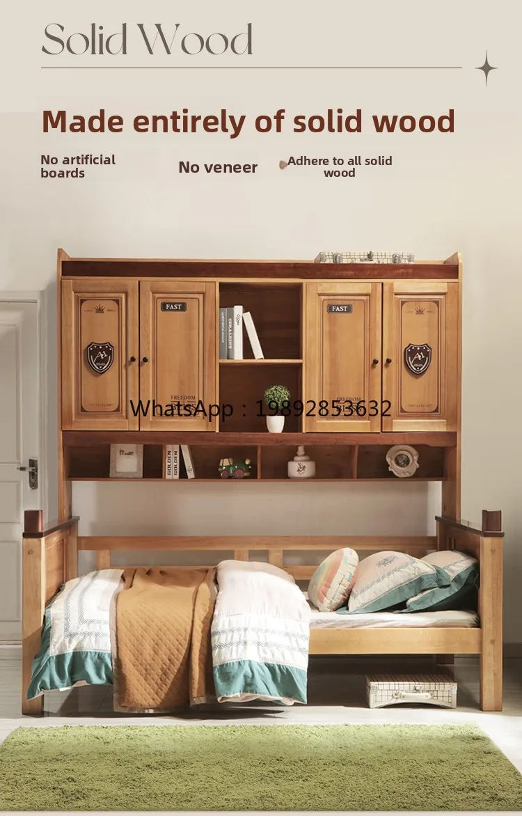 YFY خشب متين Baby Liriodendron خزانة ملابس 5 أبواب صندوق هيدروليكي تخزين متكامل متعدد الوظائف مع خزانة ملابس #6