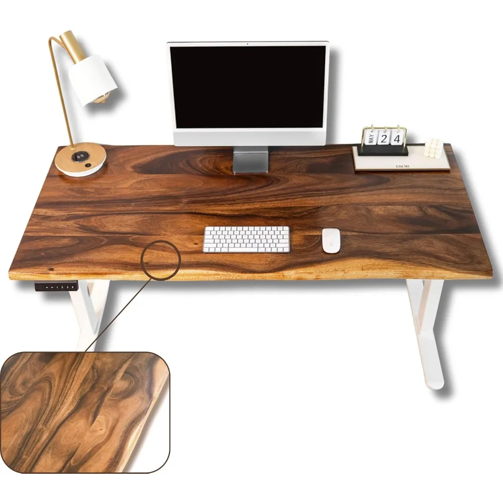 

Walnut Standing Desk – Dual Motor Standing Desk Adjustable Height – Live Edge Solid Sit Stand Desk Dual Motor (W60 x D27)