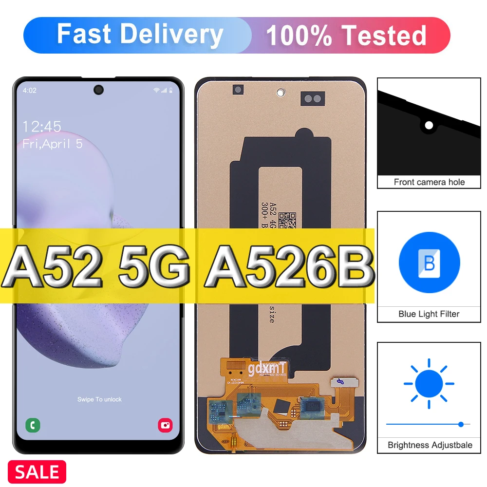 6,5-дюймовый ЖК-дисплей для Samsung A52 5G A526, ЖК-дисплей с сенсорным экраном для Samsung SM-A526B A526U, замена ЖК-дисплея с отпечатком пальца
