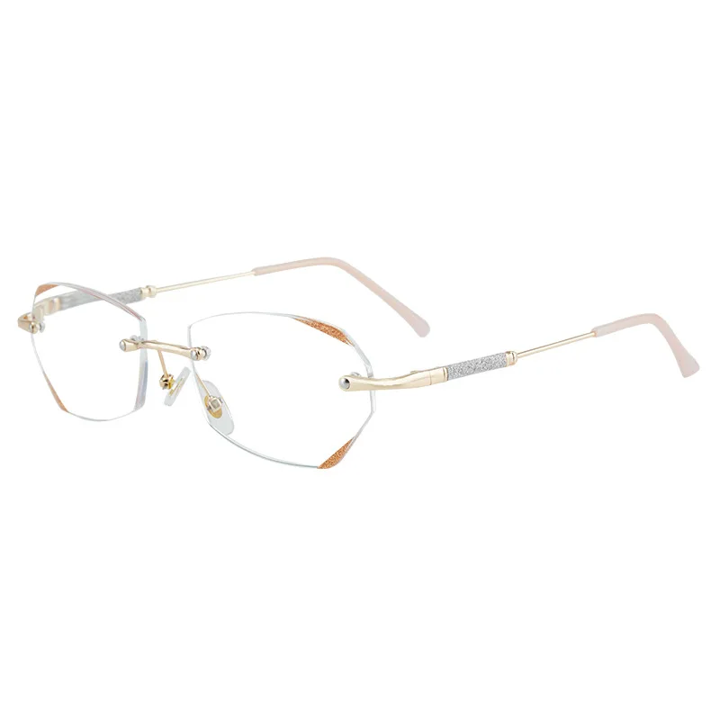 Lunettes de lecture sans monture pour femmes, lunettes anti-lumière bleue, coupe diamant de luxe, lunettes pour femmes plus délinquants, dioptrie 0