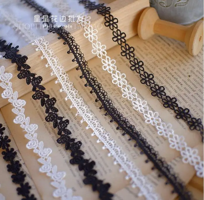 5 Yards White Black Flower Hollow Out Craft Garment Decorative Sewing DIY Hat Bag Dress Accessories Underwear Clothing Lace