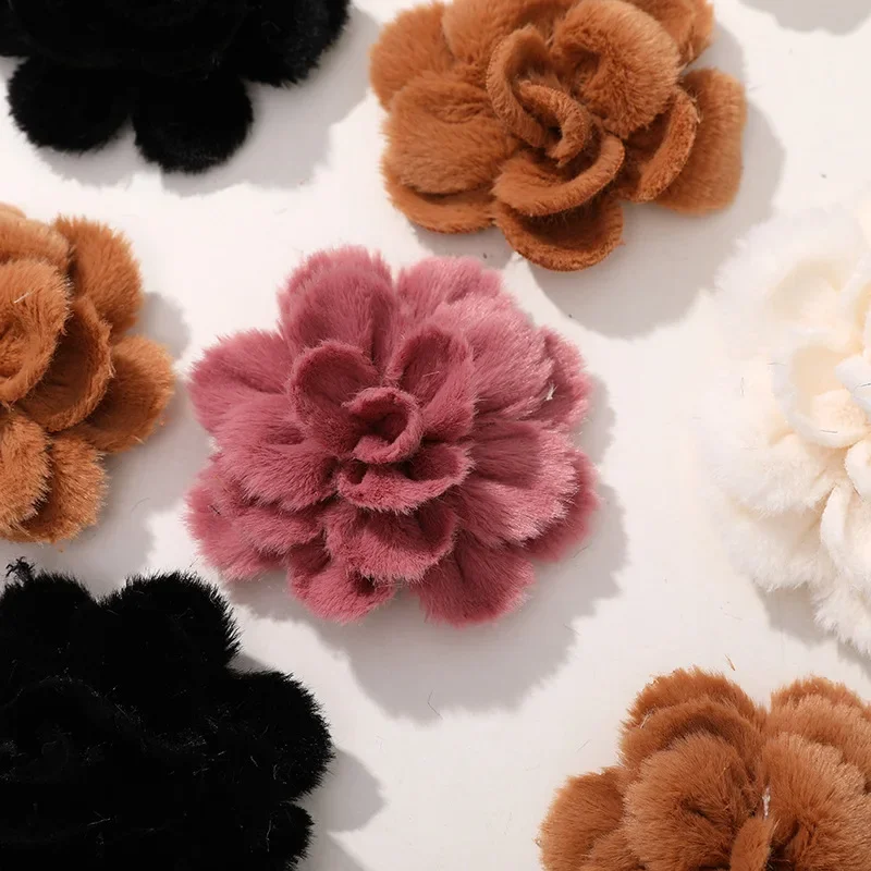 1/2/3/5PCS Soft Plush Flowers Gentle and Lazy Style Fabric Floral DIY Handmade Dress Coat Hair Band for Girl Clothing Accessory