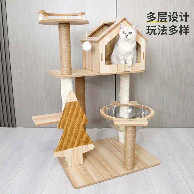 Large cat climbing frame cat nest, cats toy scratching board integrated