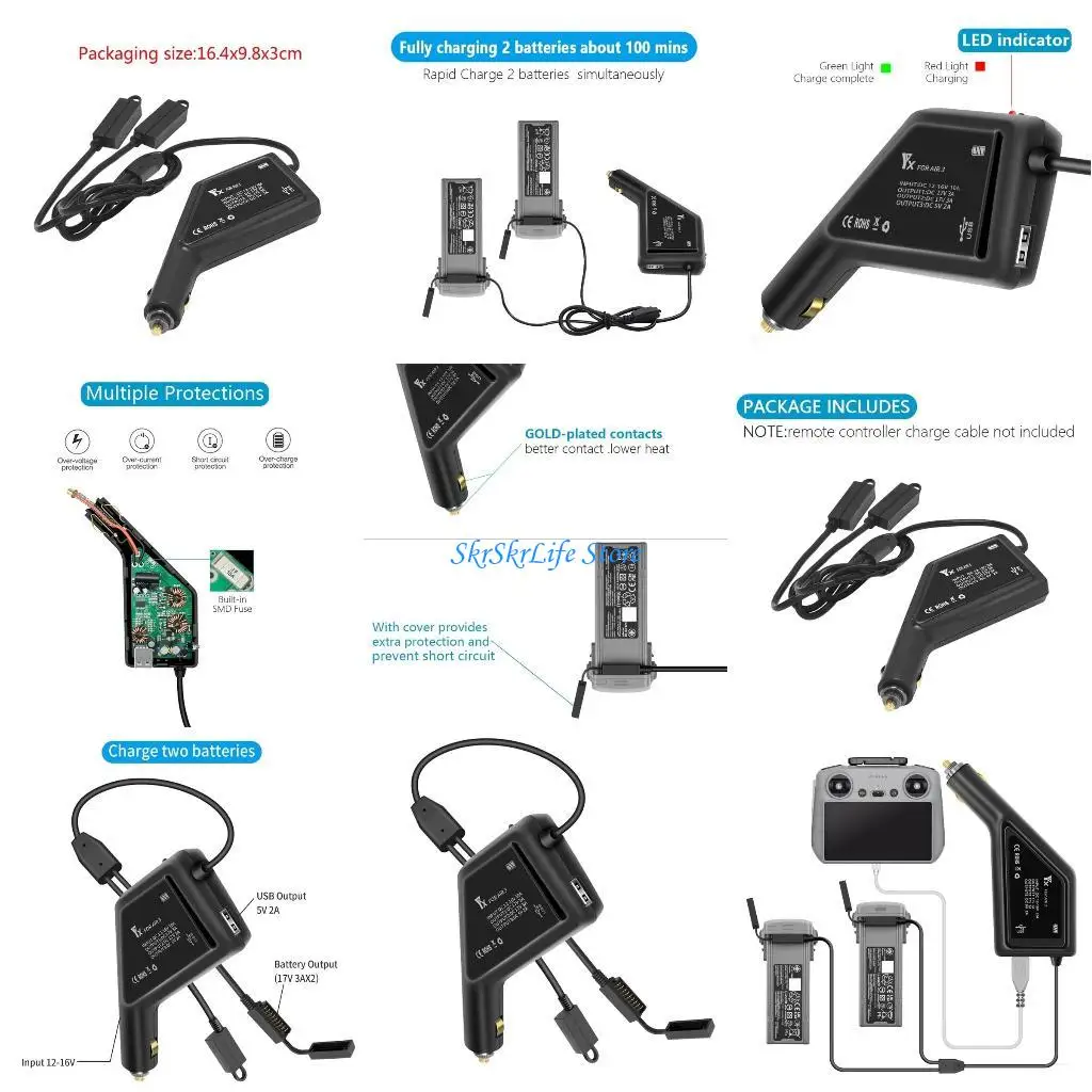 

E65E Battery Car Adapter Quick Chargers for Air 3 Flight Accessories