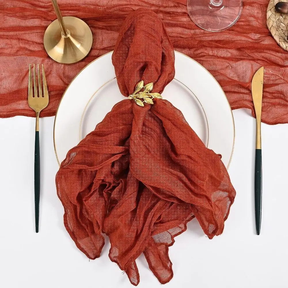 Party Supply Table Decoration Gauze Napkin Soft Reusable Cotton Napkin Retro Thin Placemats Banquet