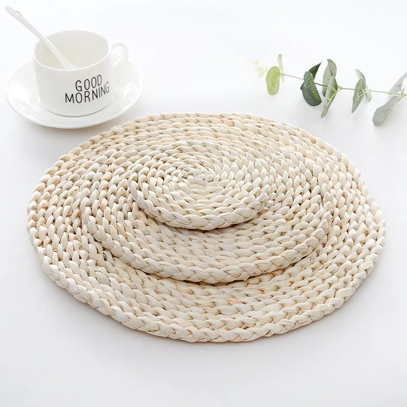 Round Woven Placemats for Dining Table,Natural Braided Rattan Tablemat,Hollow Wicker,Charger Plates for Holiday Kitchen TableMat