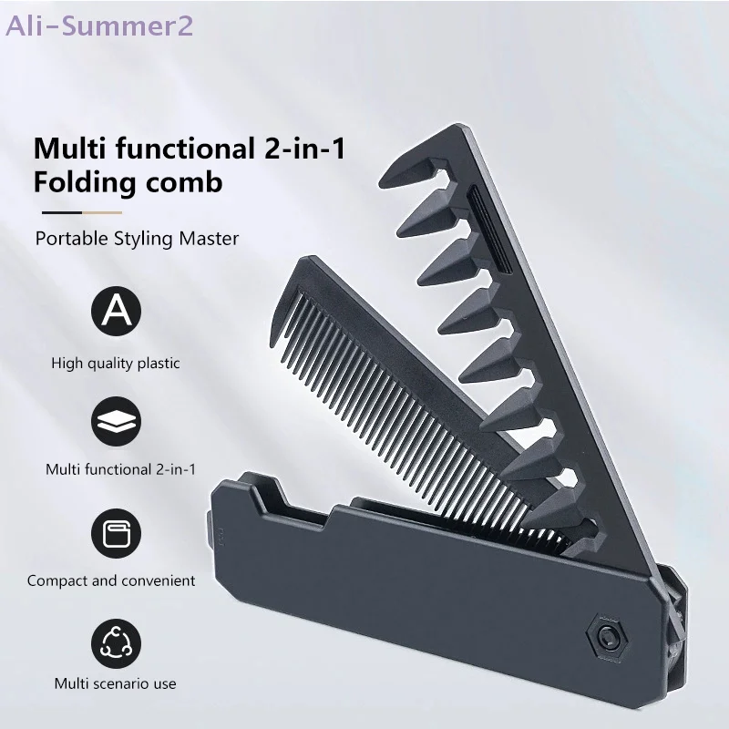 Multifuncional Pocket Folding Combs Plastic Wide Tooth Oil Head Comb Beard Combing Barber Hair Clipper Comb Salon Styling Tools