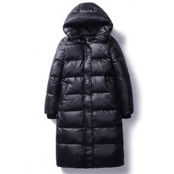 2024 Winter Donzen Katoenen Jassen Dames Lange Parka 'S Slanke Capuchon Warme Winterjassen Dames Zwarte Winddichte Overjassen Streetwear