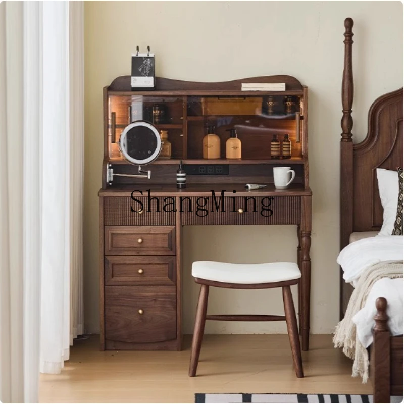 

SM solid wood retro dresser makeup table bedroom modern simple advanced makeup storage cabinet integrated