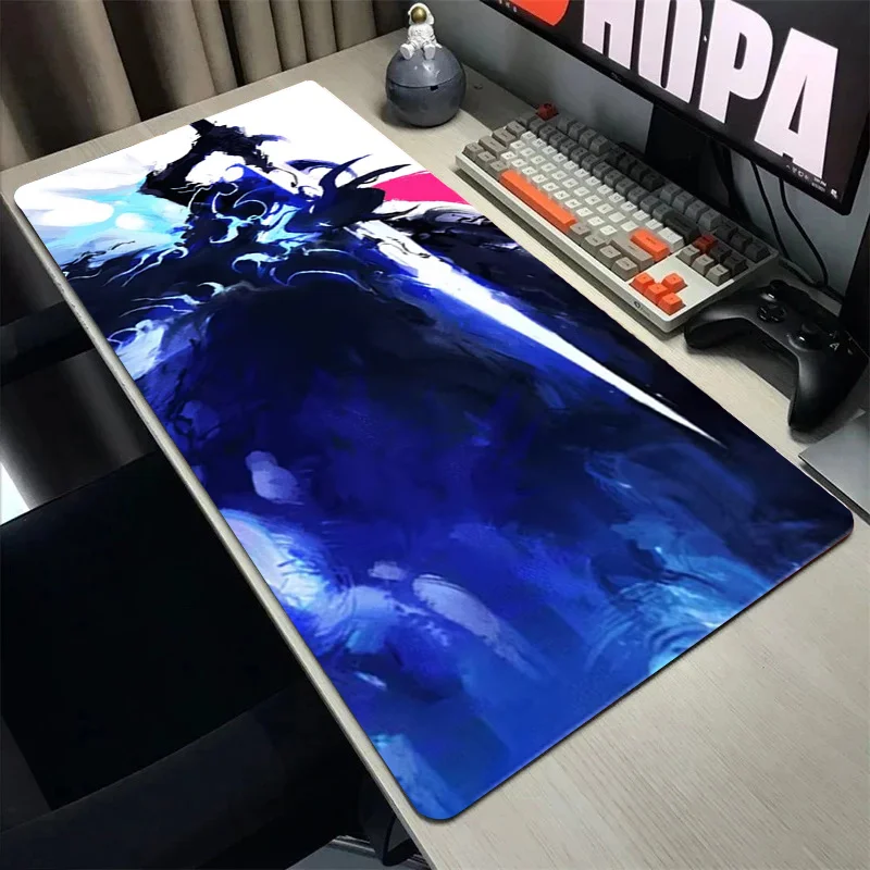 

Anime Large Dark Warrior Gaming Mouse Pad Non-Slip Rubber Base for Gamers and Home Office Computer Decor Cartoon Solo Leveling