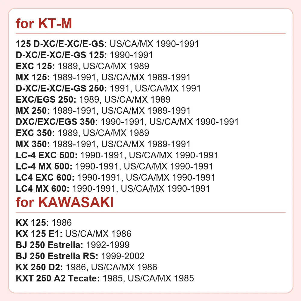 Front Rear Brake Pads for KT/M KAWASAKI OSSA 125 D D XC E XC E GS 125 EXC 125 125 D XC E XC E GS 250 EXC EGS 250 250 ATV Quad