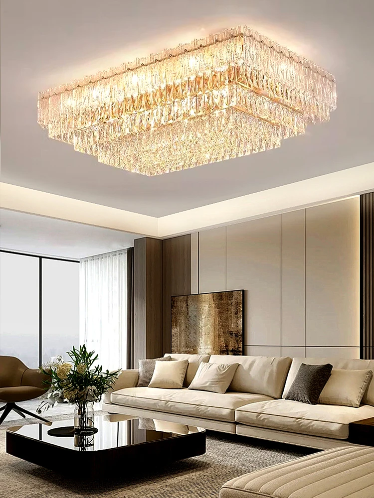 

Crystal Rectangle Big Ceiling Lights LED Ceiling Chandelier Living Room Led Lamparas Para Techo Lighting for Lustre Home Decor