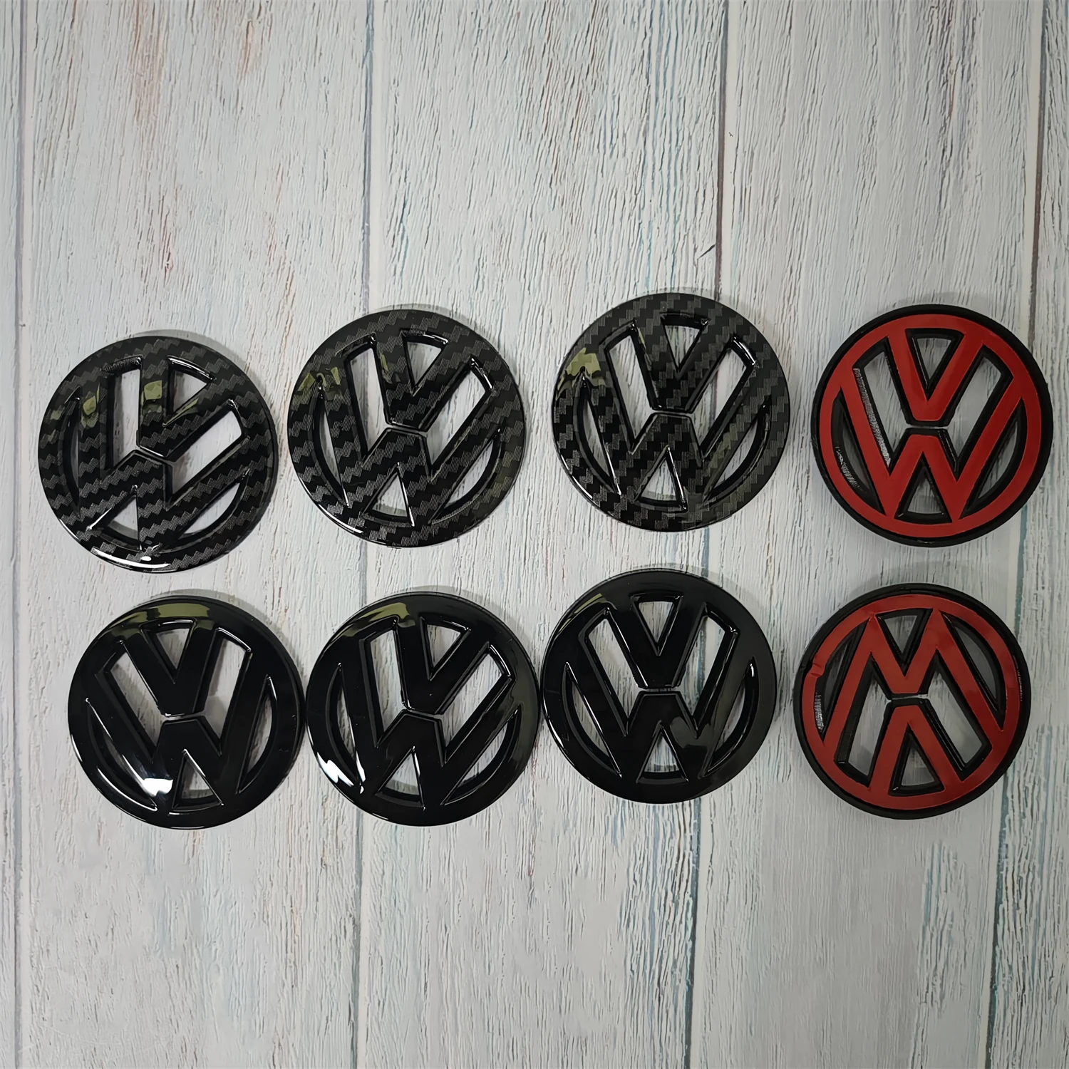 Volkswagen Car Carbon fiber pattern Logo Steering Wheel Decoration Sticker Accessories for Golf 7 Rline Logo Black