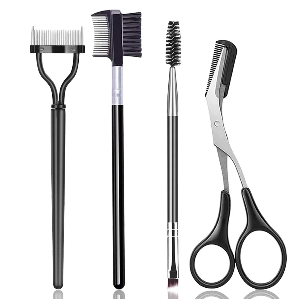 Pettine 3/5PCS Set di pennelli per sopracciglia Strumento separatore per ciglia Strumenti professionali per il trucco degli occhi con forbici per trimmer per sopracciglia per donna