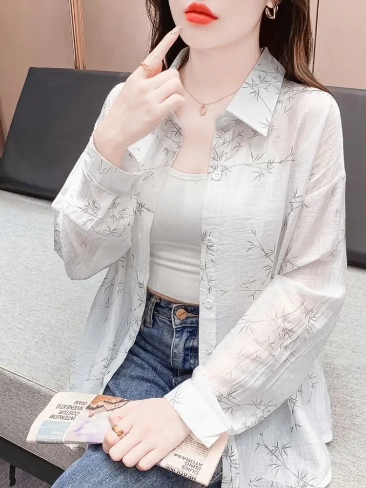 

Женская верхняя одежда с ретро-принтом, летняя национальная Sle Design Long Sve, солнцезащитный крем, шелковая верхняя одежда Lazy Sle, корейская свободная посадка на ягодицах...