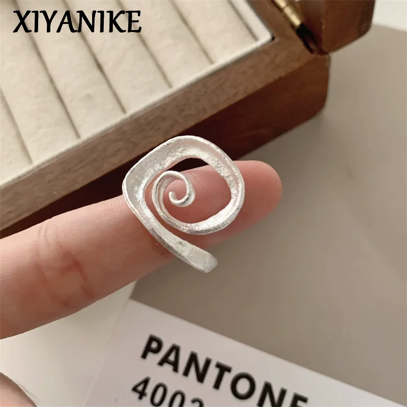 XIYANIKE Matte Swirl Spiral Geometric Adjustable Open Rings For Women Fashion New Jewelry Gift Party Daily Wholesale anillos