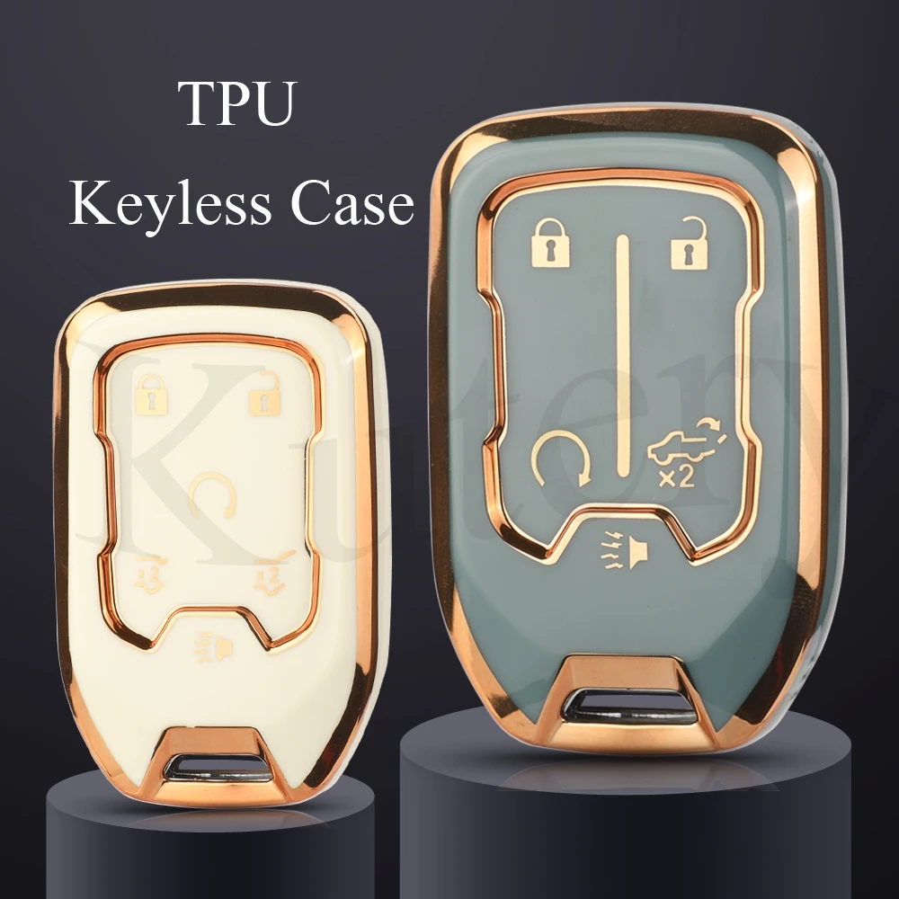 Jingyuqin Knopf Soft TPU Remote Auto Schlüssel etui für Chevrolet Silverado GMC Sierra 2500HD 3500hd Terrain Acadia