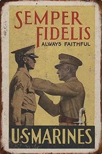 Vintage Recruiting Posters Military Sign - Semper Fidelis Always Faithful Retro Metal Plaque Home Bar Pub Garage Military O sign