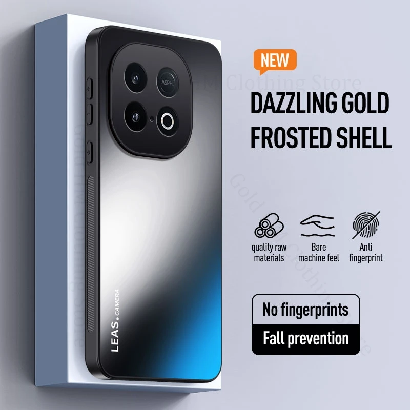 

AG Frosted Dazzling Gold Shockproof Case For vivo iQOO Z10 Z9 Turbo Lens Protection Soft Edge Cover iQOO Neo 10 9 8 Pro Neo7 SE