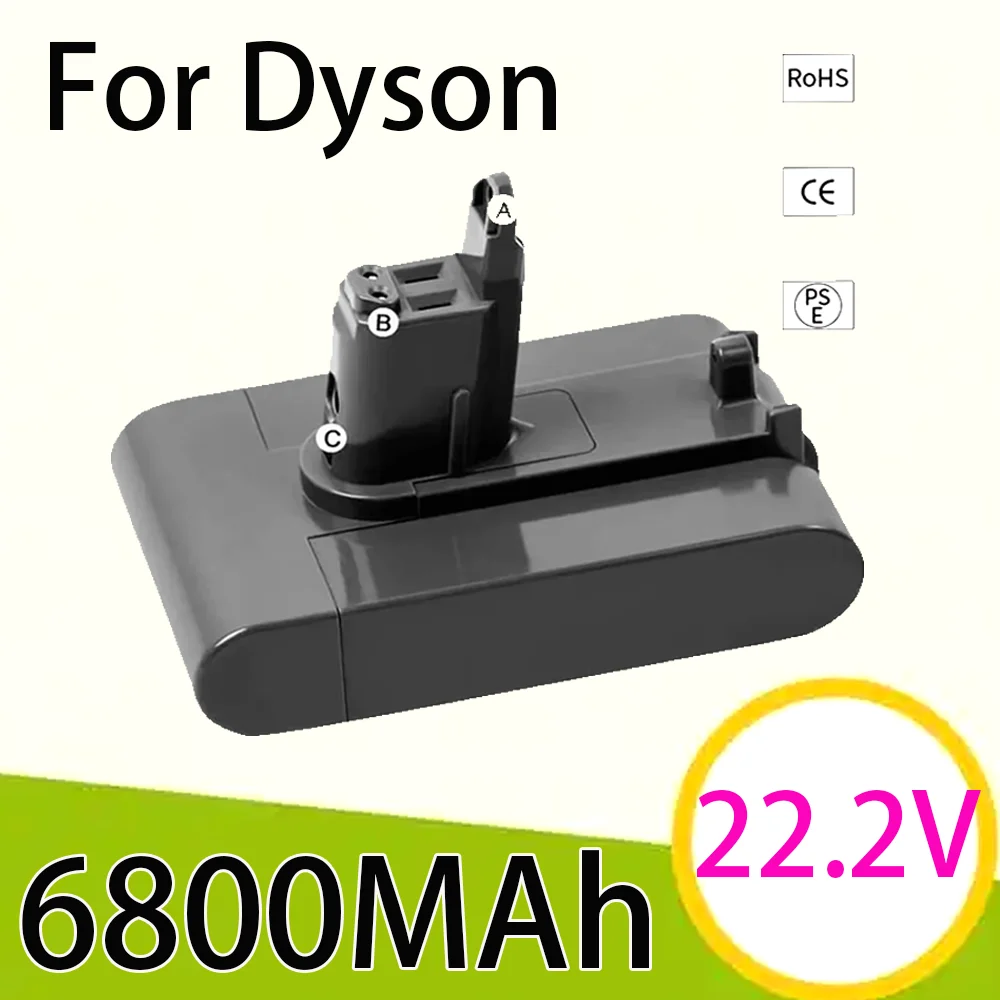 

22.2V 6800MAh Li-ion Vacuum Battery for Dyson DC35, DC45 DC31, DC34, DC44, DC31 Animal lithium battery, ( Only Fit Type B )
