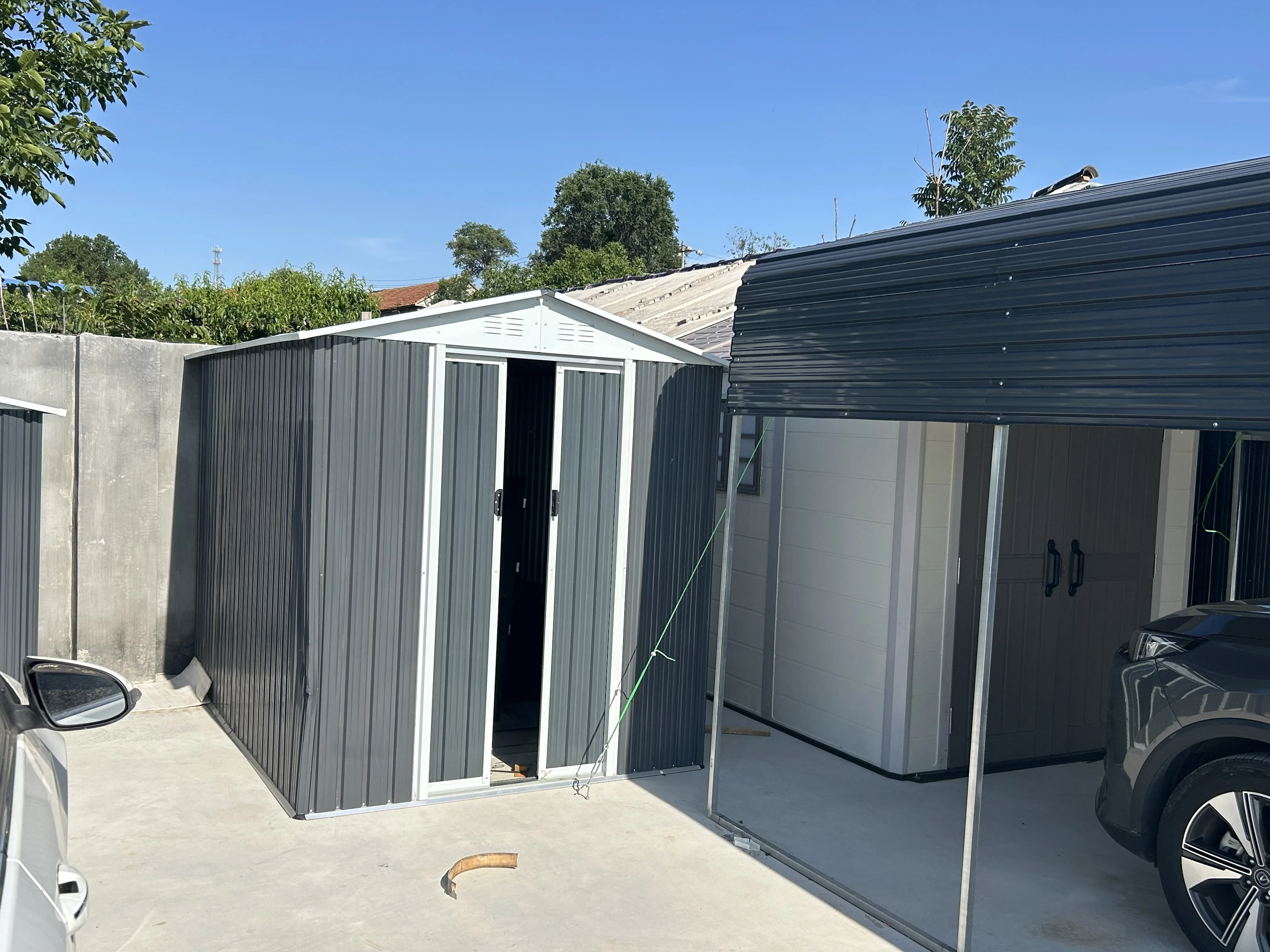 2026 Garden Outdoor Galvanized Metal Storage Shed Lockable Waterproof Garden Cushion Storage Box for Tool House