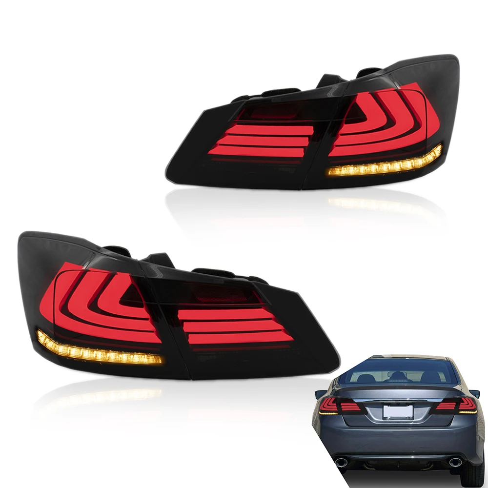 LED Taillights For Honda Accord 9th 2013 2014 2015  Rear Tail Lamps Dynamic Car Accessories