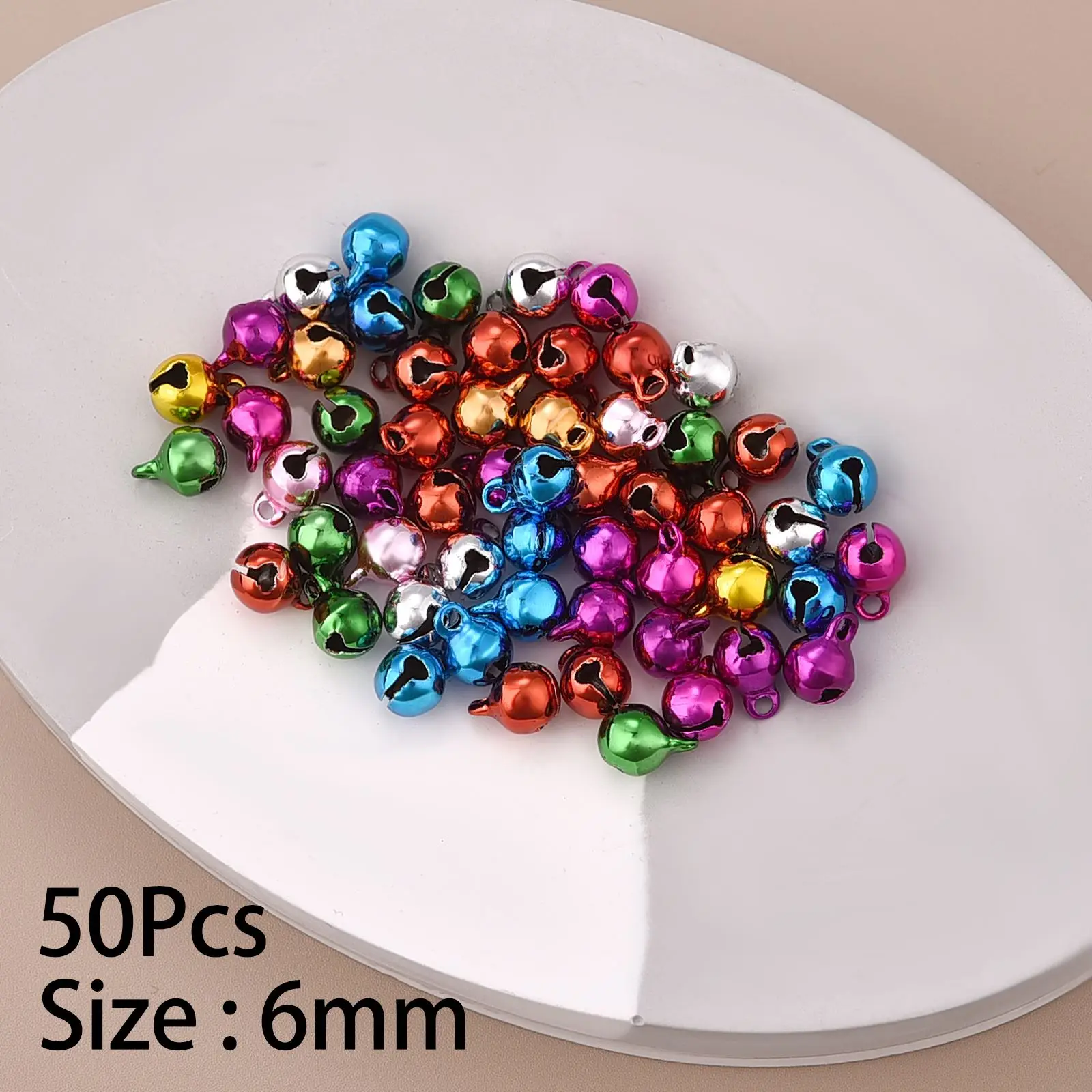 50Pcs 6mm Mini Aluminum Gold Colorful Jingle Pendant Tiny Brass Bells For Dog Christmas Tree Decoration/DIY Crafts Accessories