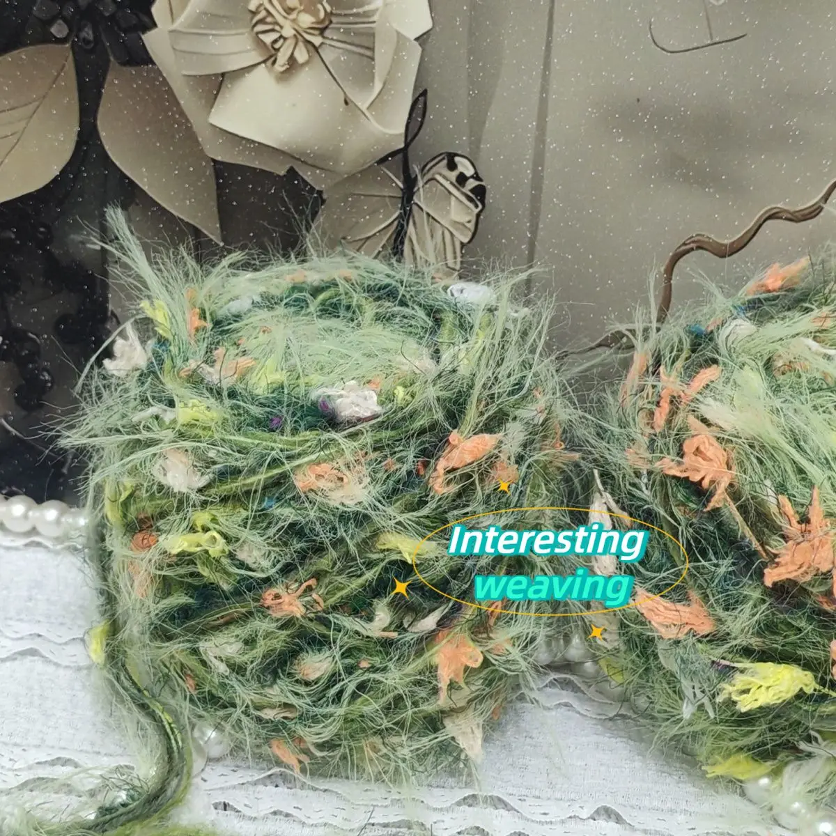 100g New Deep Green Hand Mixed Yarn Fur Fish Tail Mixed Wool Handmade DIY Crochet Woven Hand Book Hair Ring Clip Decor Yarn