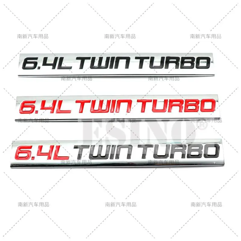 3D 6.4L Twin Turbo Metal Alloy Adhesive Emblem Rear Trunk Badge Fender Sticker Car Body Decal for Dodge Durango