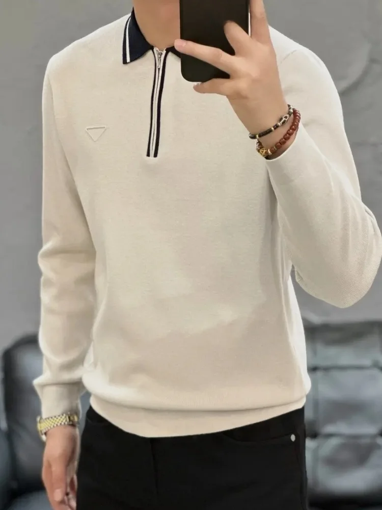 

Fall Winter Men's Knitted Sweater f Zipper Collar Faionable Versatile Lightweight Luxury New Arrival Youthful Energy Sle