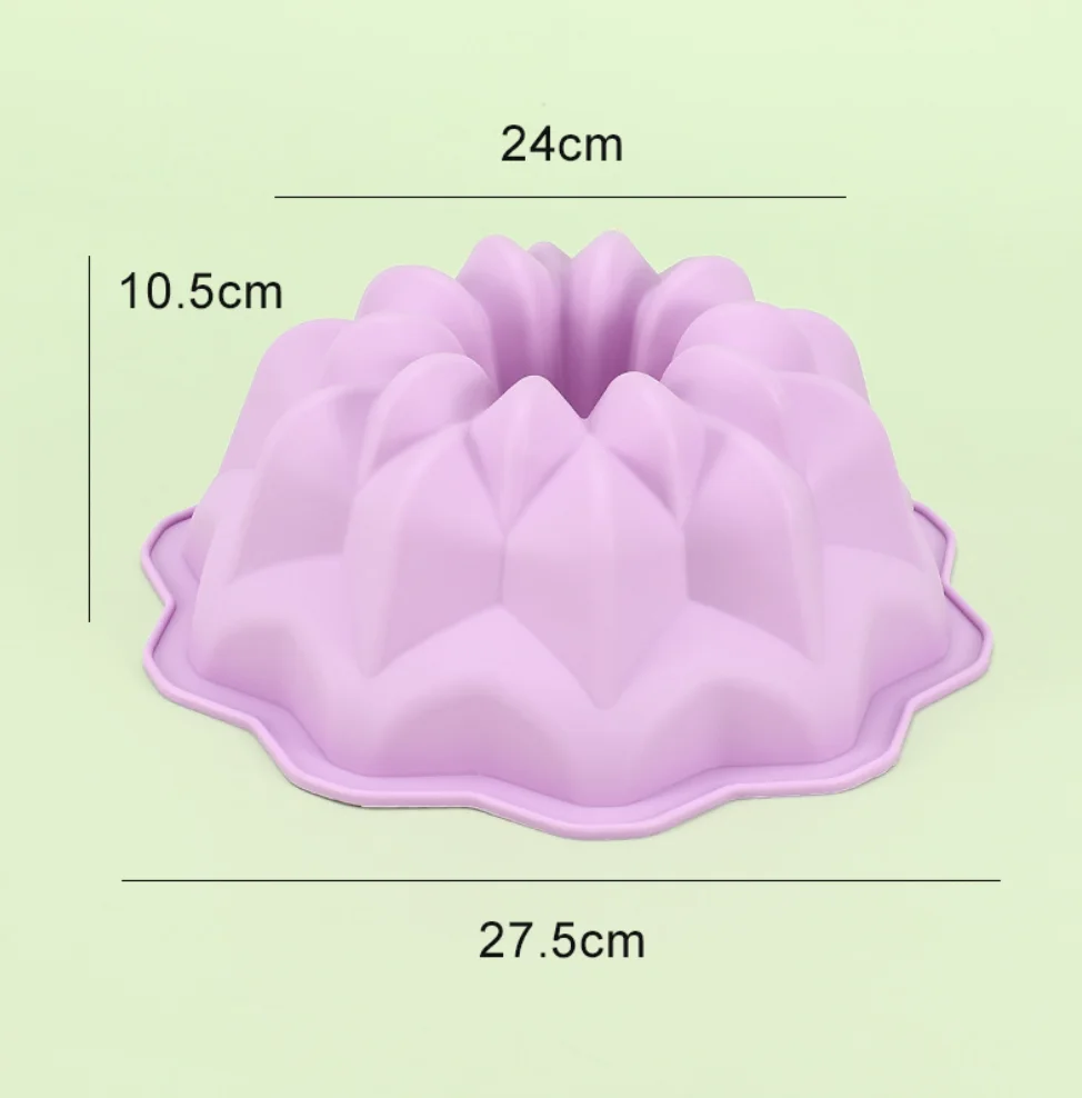 Soft Food Grade 100% Silicone Cake Mold Big Octagon Flower Pan Muffin Cup Jelly Pudding Baking Mold   E165