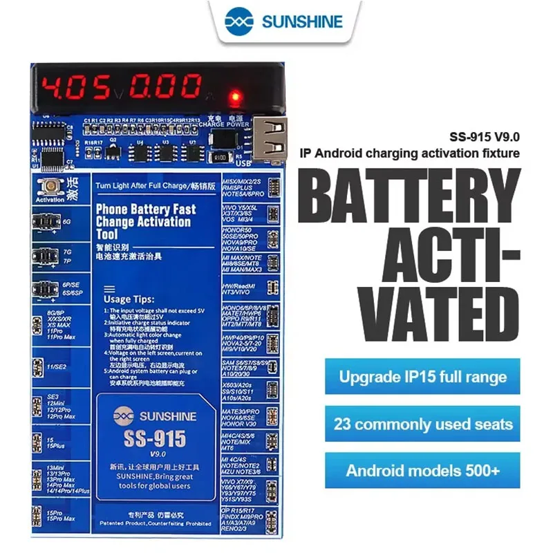 

SS-915 V9.0 Fast Charging Battery Activation Board for iPhone 5-15PM for xiaomi Huawei Android Battery Test Charger Board Repair