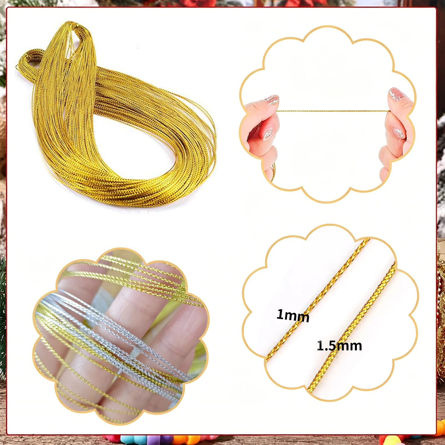 Immagine 5: Filo per Etichette in Argento/Bianco/Oro da 30/100/200 Metri, Filo per Gioielli, Corda per Etichette Regalo Fai-da-Te, Corda per Appendere Etichette 1/1,5mm