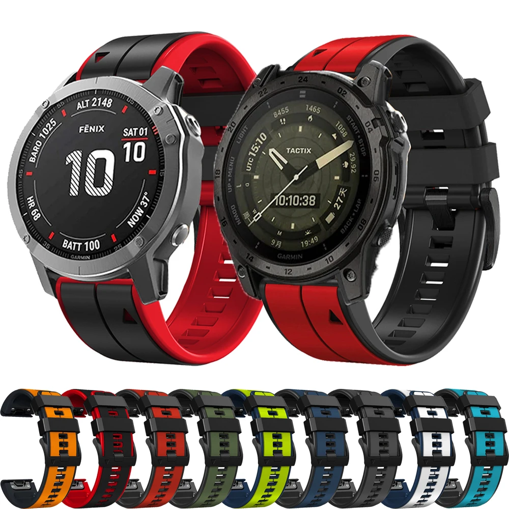 tactix 7 AMOLED 26/22mm Sport Silicone Band For Garmin Fenix 8 E 47mm 51mm 7 7X Pro 6X 6 Pro 5X 5 Plus Bracelet Quick Fit Strap