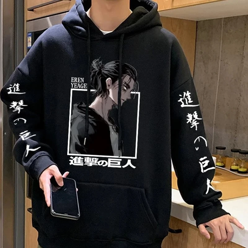 Attack on Titan Yeager Eren Anime Graphic Printed Hooded Plus Size Hoodie Men Women Sweatshirts Harajuku Unisex Loose Streetwear