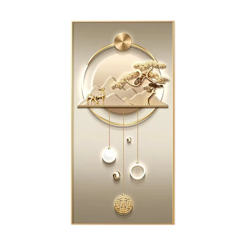 Home wall decoration luminous wall art aluminum alloy luxury gold still life printing crystal porcelain painting