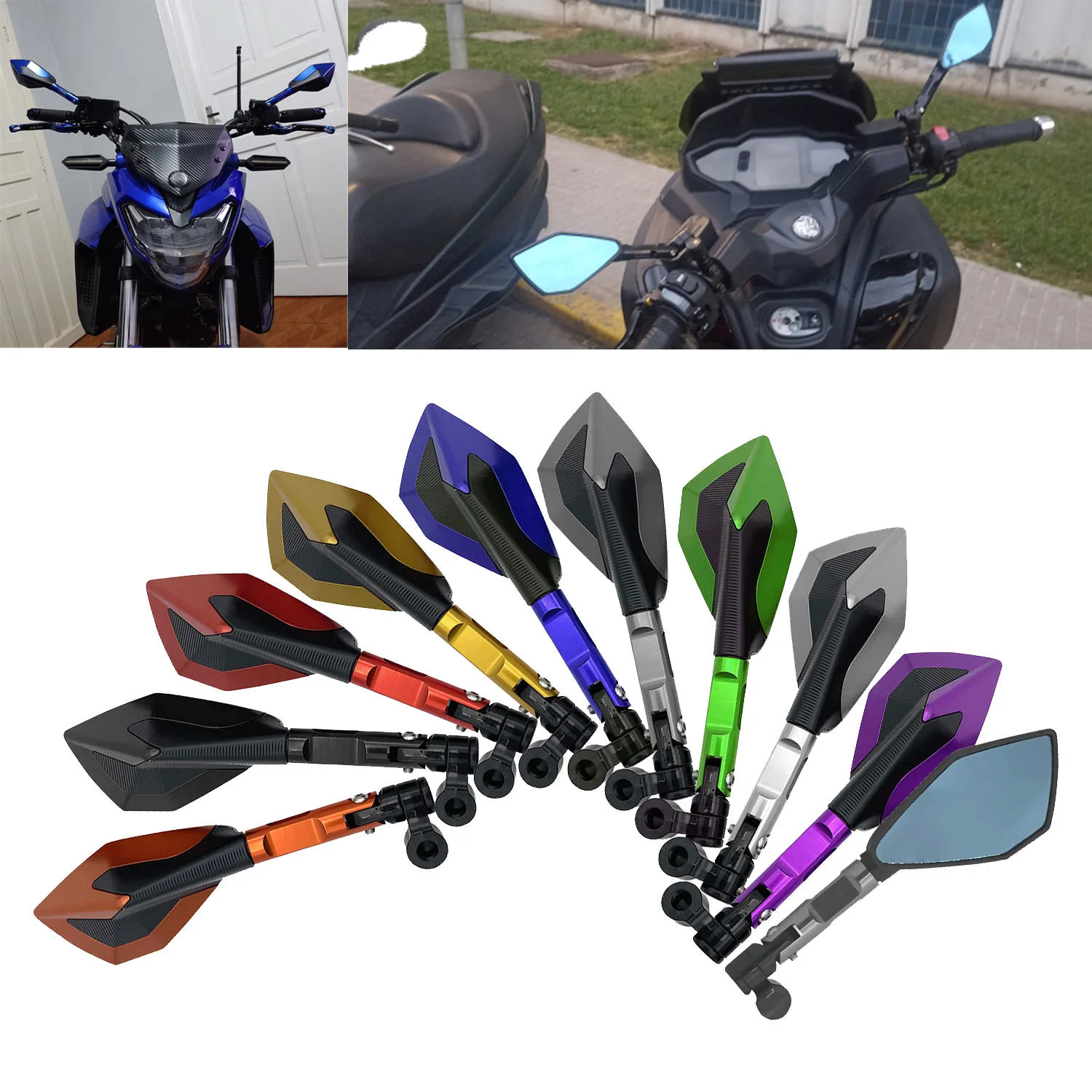 8mm 10mm CNC Aluminum Motorcycle Mirror Rear View Side Mirrors For Kawasaki Z900 Z900RS Z800 Z1000